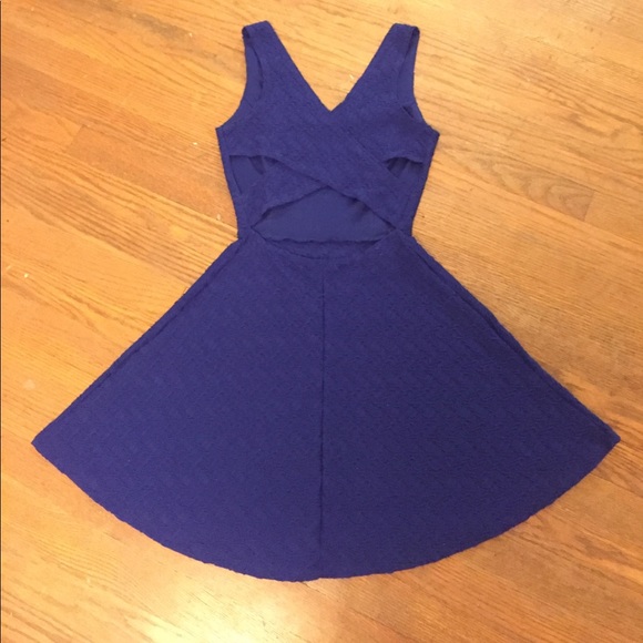Blue Skater Dress with Criss Cross Back - Picture 2 of 5